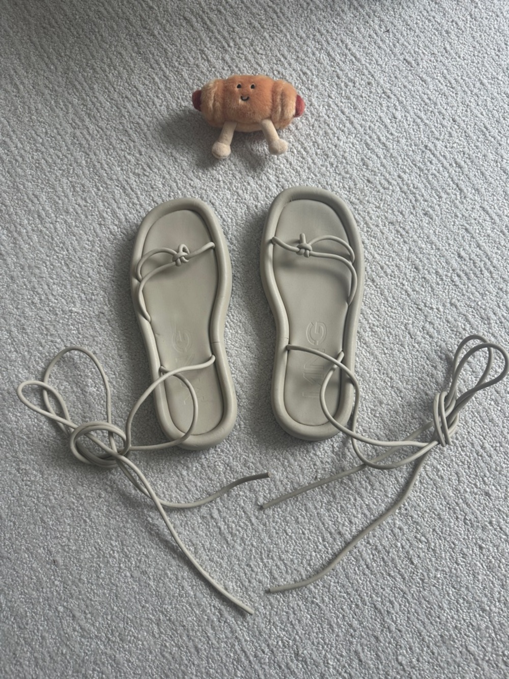 Mango - Neutral Lace-Up Sandals in Light beige